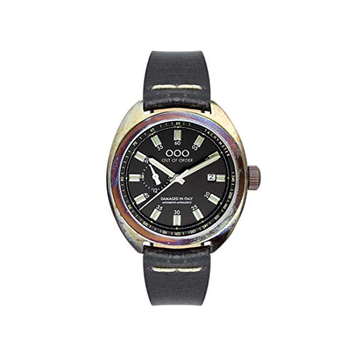 Out of Order TORPEDINE Black Stahl Bronze Schwarz Automatik Datum Leder Vintage Ruiniert Herren Uhr von Out of Order