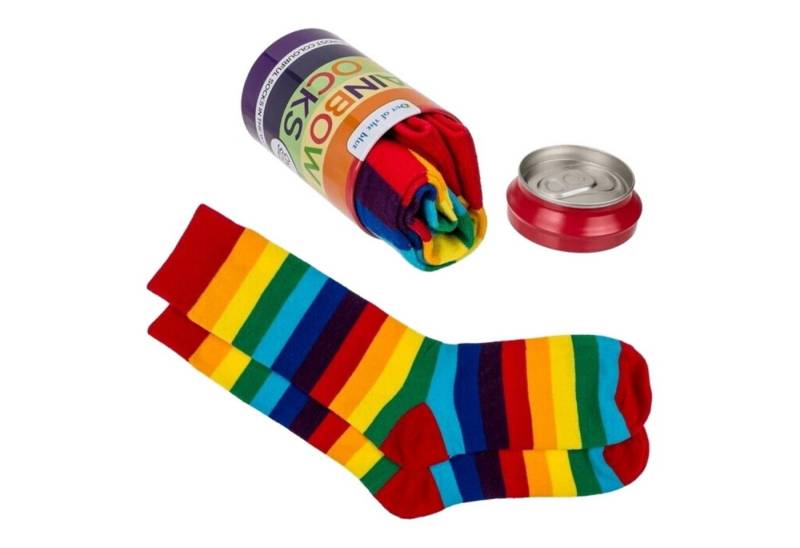 Out of the Blue Freizeitsocken Regenbogen Socken im Paar in schöner Metalldose von Out of the Blue