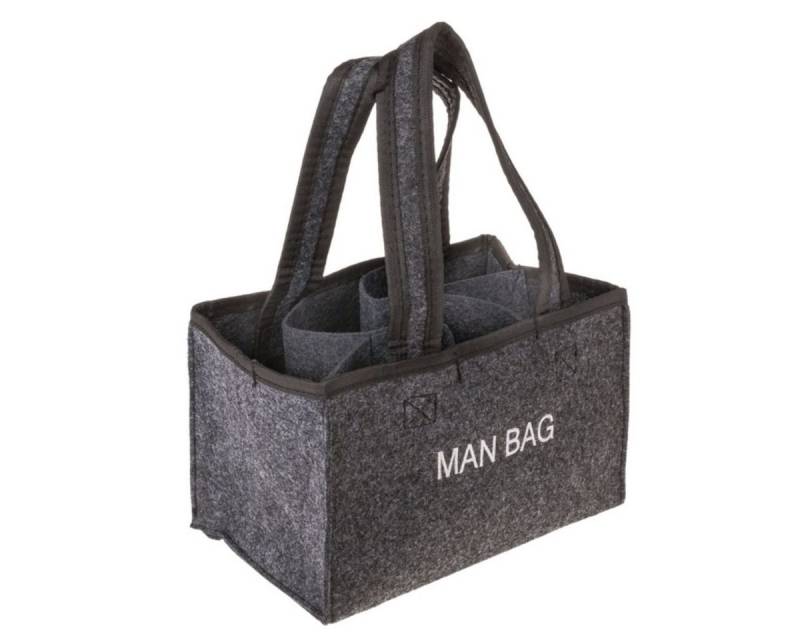 Out of the Blue Tragetasche Flaschenträger anthrazit 6 Flaschen Man Bag Filztasche Bier (1-tlg), persönliche Geschenkidee von Out of the Blue