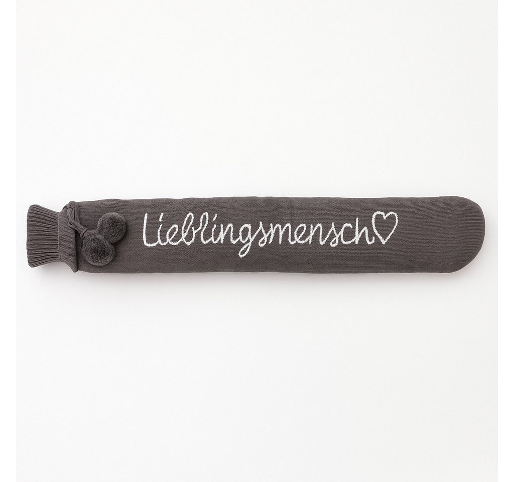 Out of the Blue Wärmflasche Schlauch Wärmflasche Lieblingsmensch 1,8 L 75x11 cm Strickbezug grau, (1-tlg), Lange Wärme für Lieblingsmenschen von Out of the Blue