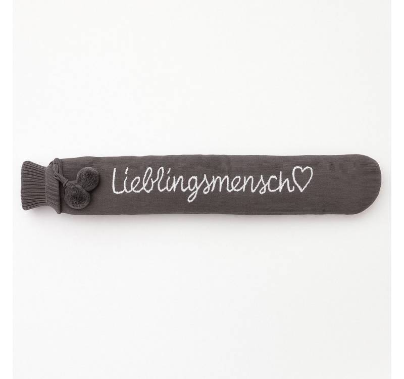 Out of the Blue Wärmflasche Schlauch Wärmflasche Lieblingsmensch 1,8 L 75x11 cm Strickbezug grau, (1-tlg), Lange Wärme für Lieblingsmenschen von Out of the Blue