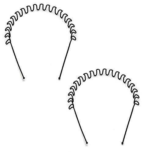 Out Of Box Herren Damen Zickzack-Zahn Metall Stirnband Haarband (Zed Black) (2 Stück) von OUT OF BOX