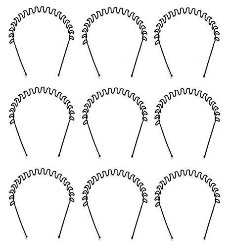 Out Of Box Herren Damen Zickzack-Zahn Metall Stirnband Haarband (Zed Black) (9 Stück) von OUT OF BOX