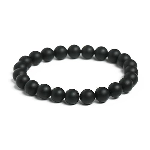 Edelstein Armband Damen, Natürliches Mattes Onyx-Stein-Perlen-Armband, Kristall, Modische Runde Perlen-Armbänder, Yoga-Chakra-Edelstein-Armband, Armband, Stretch-Armreifen Für Damen Und Herren, P von OutFyt