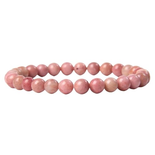 YONGHONGKEJI 6 Mm Natürliches Rhodochrosit Edelstein Armband, Chakra Kristall Armband, Yoga Stretch Armband, Glücksperlen Armreifen Für Frauen, Männer, Paare, Schmuck, Geschenk von YONGHONGKEJI
