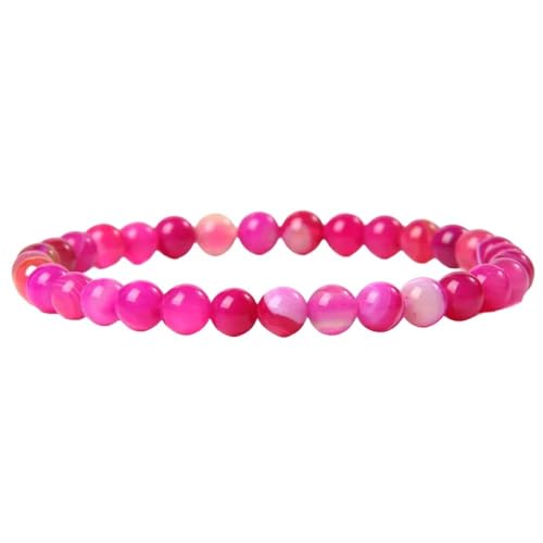 OutFyt 6 Mm Natürliches Rosa Streifen Achat Stein Armband, 7 Chakra Kristalle, Edelsteine, Stretch Perlen Armband, Glücksarmband, Armreifen, Sommer, Für Damen Und Herren, Schmuck, Geschenk von OutFyt