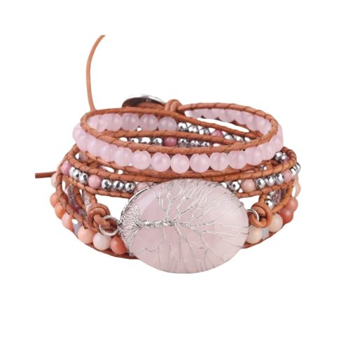 OutFyt Boho Armbänder Für Frauen, Natürliches Rosenquarz Stein Armband, Damen Schichtung, Handgewebte Armbänder, Schmuck, Geschenke Für Muttertag, Mutter Geschenke von OutFyt