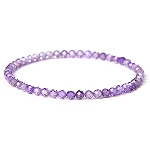 OutFyt Edelstein Armband Damen, 4 Mm Natürlicher Facettierter Lila Zirkon-Stein-Armreif, Yoga-Chakra-Chakren-Armband, Balance-Armband, Glückliches Stretch-Perlen-Armband Für Damen Und Herren von OutFyt