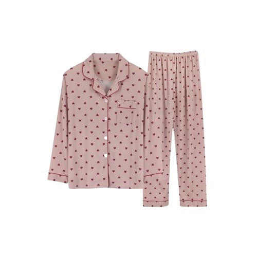 OutFyt Nachtwäsche Damen Pyjama Aus Baumwolle, Mit Knöpfen, Zweiteiler Pyjama Set, Lässig, Langärmelig, Pyjamas Für Damen, Sets, Weiche Oberteile, Hosen, Nachtwäsche, Loungewear, Herbst Und Wi von OutFyt