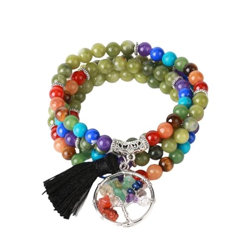 OutFyt Natürliches Achat Stein Armband Für Damen, Baum Des Lebens, Boho Armbänder, Mehrschichtige Chakra Edelstein Armreifen, Schmuck, Geschenke Für Muttertag, Mutter Geschenke von OutFyt