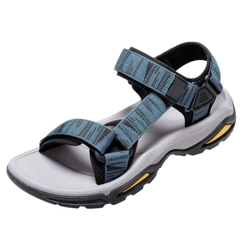 OutPro Sandalen Herren,Wandersandalen Herren, wasserdicht bequem Sportsandalen mit Fußgewölbeunterstützung offener Zehenbereich Sommer Outdoor Strand,Hellblau Schwarz 42 von OutPro