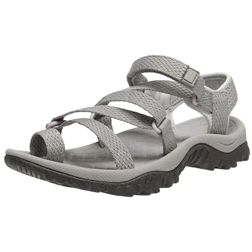 OutPro Damen-Sandalen mit Fußgewölbeunterstützung wasserdichte Wandersandalen leichte Sommer-Strandschuhe verstellbare Outdoor-Sportsandalen am Strand, Grau, 37-EU von OutPro