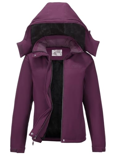 OutPro Damen Skijacke Winter Schneemantel Warm Fleece Mountain Wasserdichte Damenjacke Snowboardjacken von OutPro
