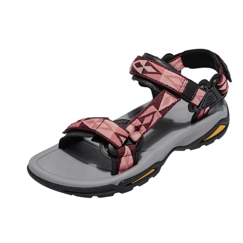 OutPro Damen Sport Sandalen Sommerschuhe Flach Komfort Wandersandalen Klettverschluss Walking Schuhe Frauen Outdoor Wasserdicht Bogen Unterstützung Sandalen für Strand Reisen Wandern Trekking von OutPro