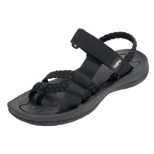 OutPro Damen Sport-& Outdoor Sommerschuhe Flach Atmungsaktiv Trekking-& Wandersandalen,Sport-Sandalen mit Fußgewölbeunterstützung von OutPro