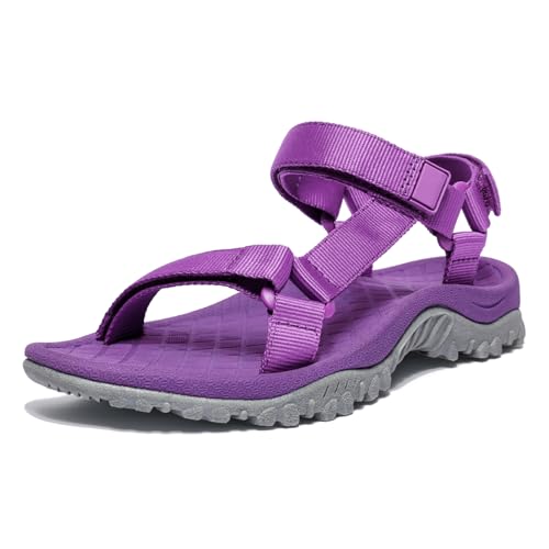 OutPro Wander-Sportsandalen für Damen rutschfeste Wassersandalen bequeme sportliche Sandalen für den Watstrand im Freien,Lila 39 von OutPro