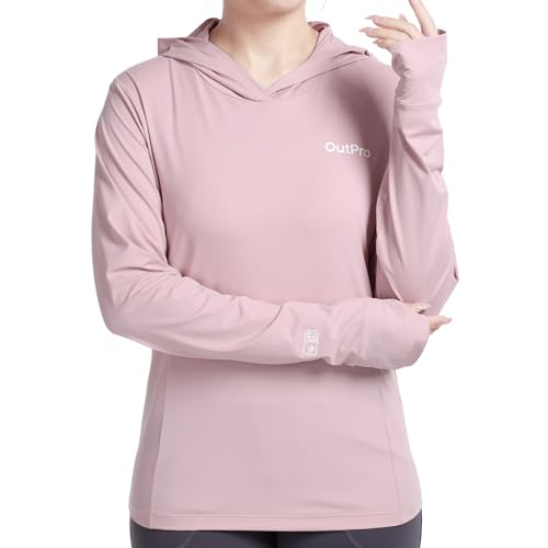 OutPro Damen UPF 50+ UV Sonnenschutz Langarmshirt Outdoor T-Shirt Rashguard, Rosa, L von OutPro