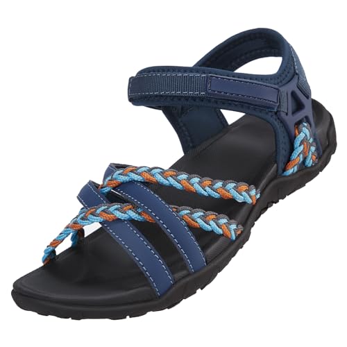 OutPro Damen-Wandersandalen mit Fußgewölbestützriemen Sport-Sandale Wasserschuhe Strandurlaub weiblich lässiges Gehen,Dunkelblau 40 von OutPro