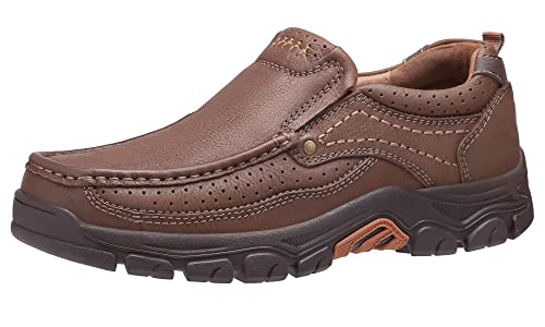 OutPro Herren loafersMokassins aus echtem Leder für Komfort Geeignet für Reisen, Autofahren und im Freien, Braun 4050, 41 EU von OutPro