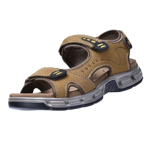 OutPro Herren Ledersandalen Outdoor Sports Sandalen Waterproof Wandersandalen Klettverschluss Offene Zehen Sommer Sandalen Schuhe von OutPro