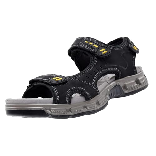 OutPro Herren Ledersandalen Outdoor Sports Sandalen Waterproof Wandersandalen Klettverschluss Offene Zehen Sommer Sandalen Schuhe von OutPro