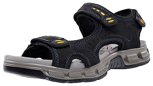 OutPro Herren Ledersandalen Outdoor Sports Sandalen Waterproof Wandersandalen Klettverschluss Offene Zehen Sommer Sandalen Schuhe von OutPro