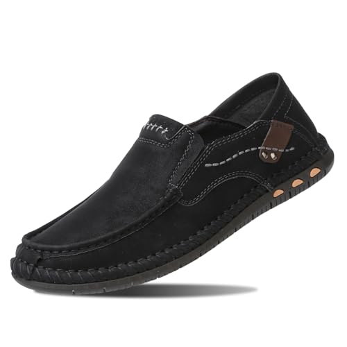 OutPro Herren Mokassins, Hochwertige Loafer & Slip-Ons, Bequeme Sommer Freizeitschuhe für jeden Anlass,Schwarz 43 von OutPro