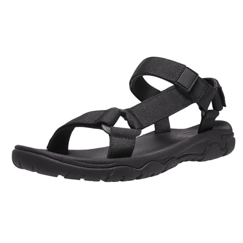 OutPro Herren Outdoor Sport Sandalen Klettverschluss Trekkingsandalen Wandersandalen Rutschfest Sommer, Schwarz, 42 von OutPro