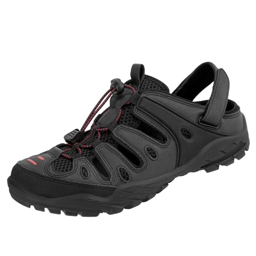 OutPro Herren Sandalen, Premium Sportsandalen mit Luftpolsterung, Wasserdichte Outdoor-Sandalen für Wandern Spazierengehen Strand Wassersport, Schwarz, 42 von OutPro