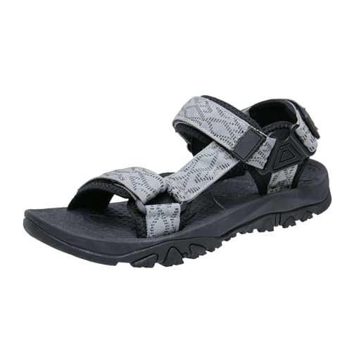 OutPro Herren-Sandalen Wandersport-Sandalen rutschfest bequem offener Zehenbereich lässige Strandsandalen,Grau 44 von OutPro