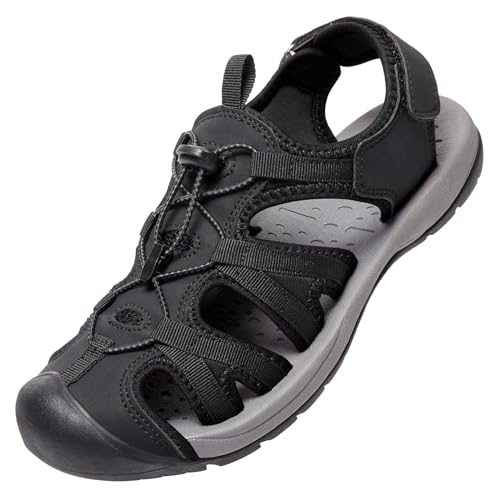 OutPro Sandalen Herren Trekkingsandalen Geschlossenem Zehenbereich Sommer Wanderschuhe Mesh Verstellbaren Fersenriemen für Sport und Outdoor Strand, Wandern, Spazierengehen von OutPro