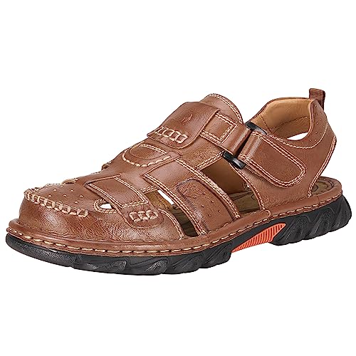 OutPro Herren-Sandalen mit geschlossener Zehenpartie Herren-Ledersandalen von OutPro