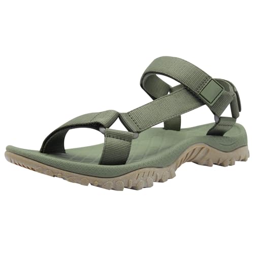 OutPro Herren Sandals Verstellbare Klettertreppe sandalen Athletic Fisherman Hiking, Armeegrün, 43 von OutPro