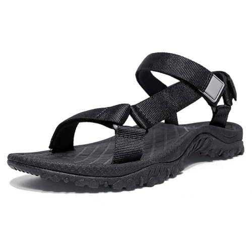 OutPro Herren Sandals Verstellbare Klettertreppe sandalen Athletic Fisherman Hiking, Schwarz, 42 von OutPro