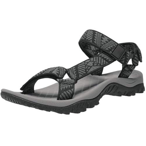 OutPro Herren Sandals Verstellbare Klettertreppe sandalen Athletic Fisherman Hiking, Schwarz/grau, 42 von OutPro