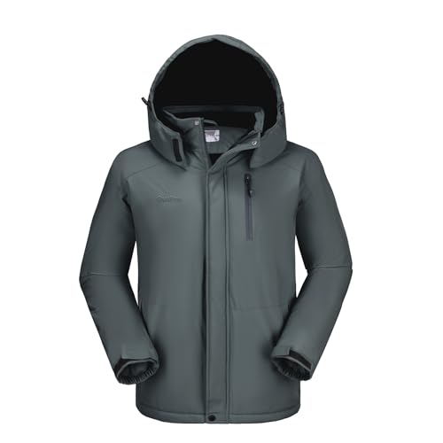 OutPro Herren Skijacke Vielseitige Winterjacke - Wasserdicht, winddicht, Perfekt für Outdoor-Aktivitäten und Winterwanderungen Grau,L von OutPro