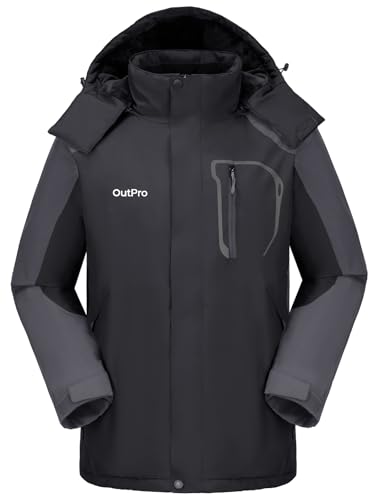 OutPro Herren Skijacke Wasserdicht Winter Schneemantel Winddicht Warm Fleecefutter Kapuzenparka Regenjacke Schwarz XXL OutPro Herren Skijacke Wasserdicht Winter Schneemantel Winddicht Warm Fleecefutter Kapuzenparka Regenjacke Schwarz XXL von OutPro