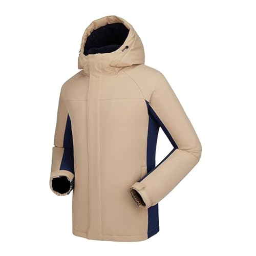 OutPro Herren-Skijacke - Wasserdichte Outdoor-Jacke mit winddichter Wanderjacke, Fleece-Futter und abnehmbarer Kapuze, ideal für Schnee im Freien Beige XL von OutPro