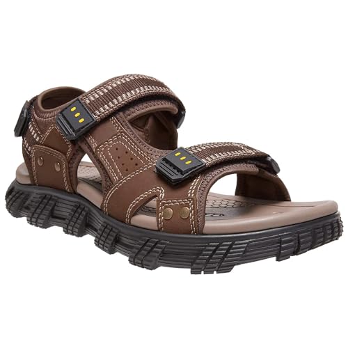 OutPro Herren Outdoor Sport Sandalen, leichte Leder-Trekking-Wander-Strandsandalen, Herren-Offroad-Sommersandalen mit Klettverschluss, wasserdichte Schuhe von OutPro