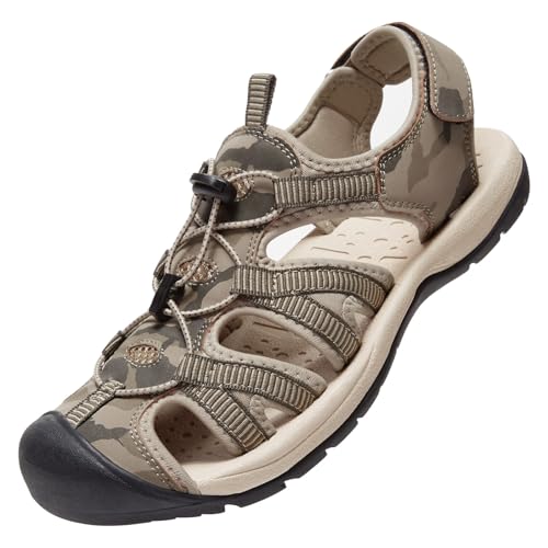 OutPro Herren-Wandersandalen mit geschlossenem Zehenbereich, Outdoor-Strandsandale, wasserdichte Sport-Walking-Sandalen, Wasserschuhe von OutPro