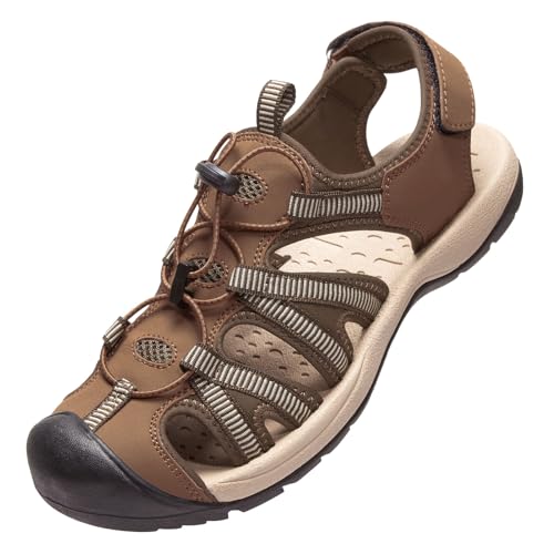 OutPro Herren-Wandersandalen mit geschlossenem Zehenbereich, Outdoor-Strandsandale, wasserdichte Sport-Walking-Sandalen, Wasserschuhe von OutPro