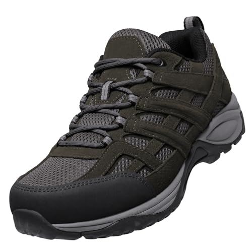 OutPro Herren-Wanderschuhe, atmungsaktive Trail-Laufschuhe, rutschfeste, leichte Outdoor-Sneaker für Trekking, Wandern，Grau，46 von OutPro