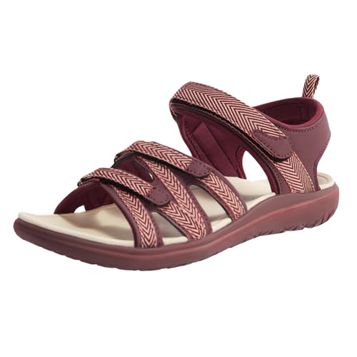 OutPro Wandersandalen Damen, Leichte und Bequeme Sport Sandalen für Trekking, Verstellbare Träger, Perfekt für Outdoor-Abenteuer und Strand, Rot, 41 von OutPro