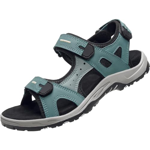 OutPro Wandersandalen für Damen, Bequeme Sportsandalen Wasserdichte für Spaziergänge am Strandwasser mit Fußgewölbeunterstützung, Blau/Schwarz 37 von OutPro