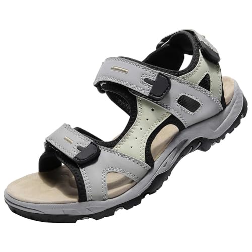 OutPro Wandersandalen für Damen, Bequeme Sportsandalen Wasserdichte für Spaziergänge am Strandwasser mit Fußgewölbeunterstützung, Grau 42 von OutPro