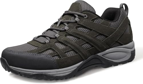 OutPro Wanderschuhe Herren Atmungsaktive Trail-Laufschuhe für Trekking und Wandern - rutschfeste und Leichte Outdoor-Sneaker，Grau，45 von OutPro