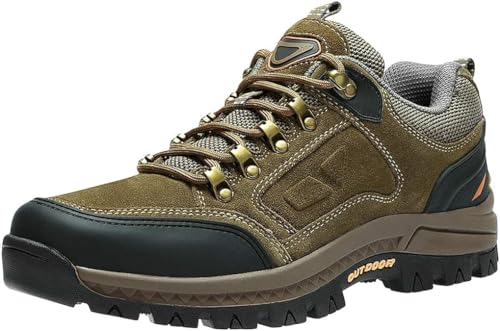 OutPro Wanderschuhe Herren Outdoor rutschfest Trekkingschuhe Komfortabel Männer Hiking Schuhe für Camping Wandern Khaki45.5 von OutPro