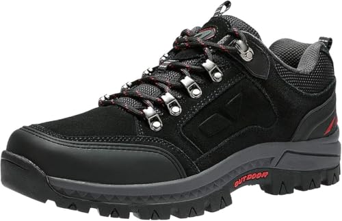 OutPro Wanderschuhe Herren Outdoor rutschfest Trekkingschuhe Komfortabel Männer Hiking Schuhe für Camping Wandern Schwarz45.5 von OutPro