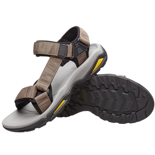 OutPro Sandalen Herren, Strandsandalen Herren,Sportsandalen Herren, rutschfest, bequem, leicht, verstellbar Klettverschluss, Sommer, Outdoor, Strand, Freizeit, Wandern,Braun 43 von OutPro