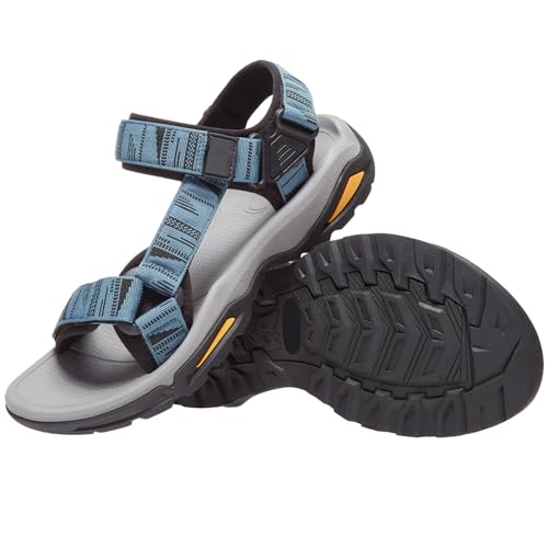 OutPro Sandalen Herren, Strandsandalen Herren,Sportsandalen Herren, rutschfest, bequem, leicht, verstellbar Klettverschluss, Sommer, Outdoor, Strand, Freizeit, Wandern,Hellblau Schwarz 41 von OutPro